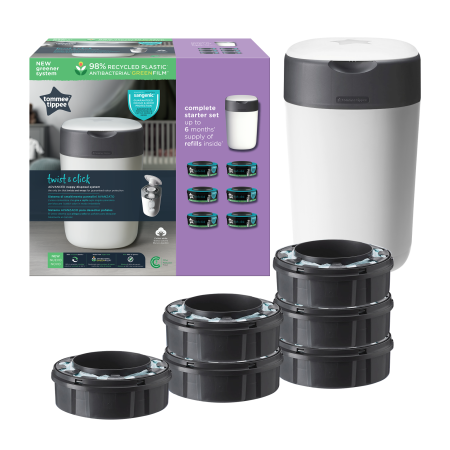 Poškozený obal - Tommee Tippee Twist & Click koš na pleny + 6 kazet