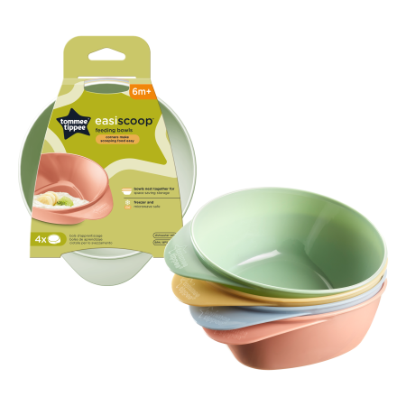 Tommee Tippee Easy Scoop misky pro snadné nabírání, 6m+, 4 ks