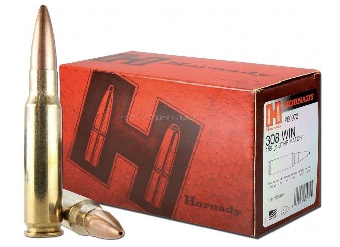 Náboj Hornady .308 Win Match, 168gr/10,8g, HPBT