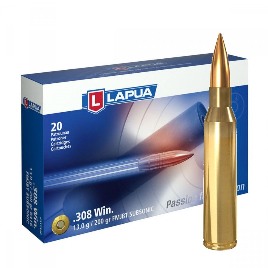 Náboj Lapua .308 Win Subsonic, 200gr/13g, FMJ BT