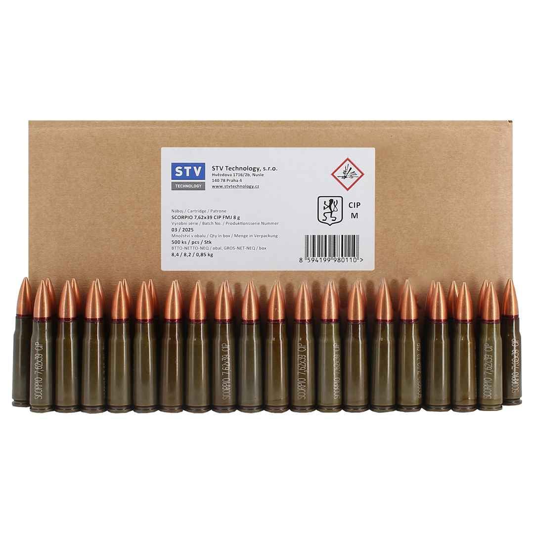 Náboj STV Scorpio 7,62x39, 123gr/8g, FMJ (500 ks)