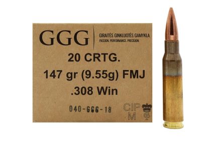 Náboj GGG .308 Win, 147gr/9,5g, FMJ