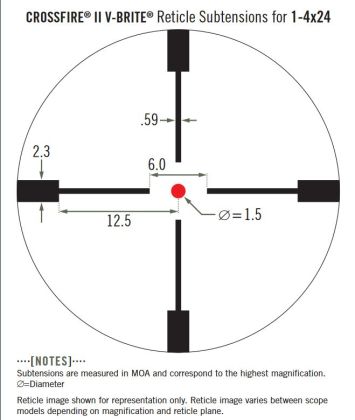Puškohled Vortex Crossfire II 1-4x24 MOA, V-Brite