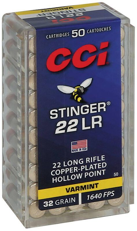 Náboj CCI .22 LR Stinger, 32gr/2,07g, LRN CU HP