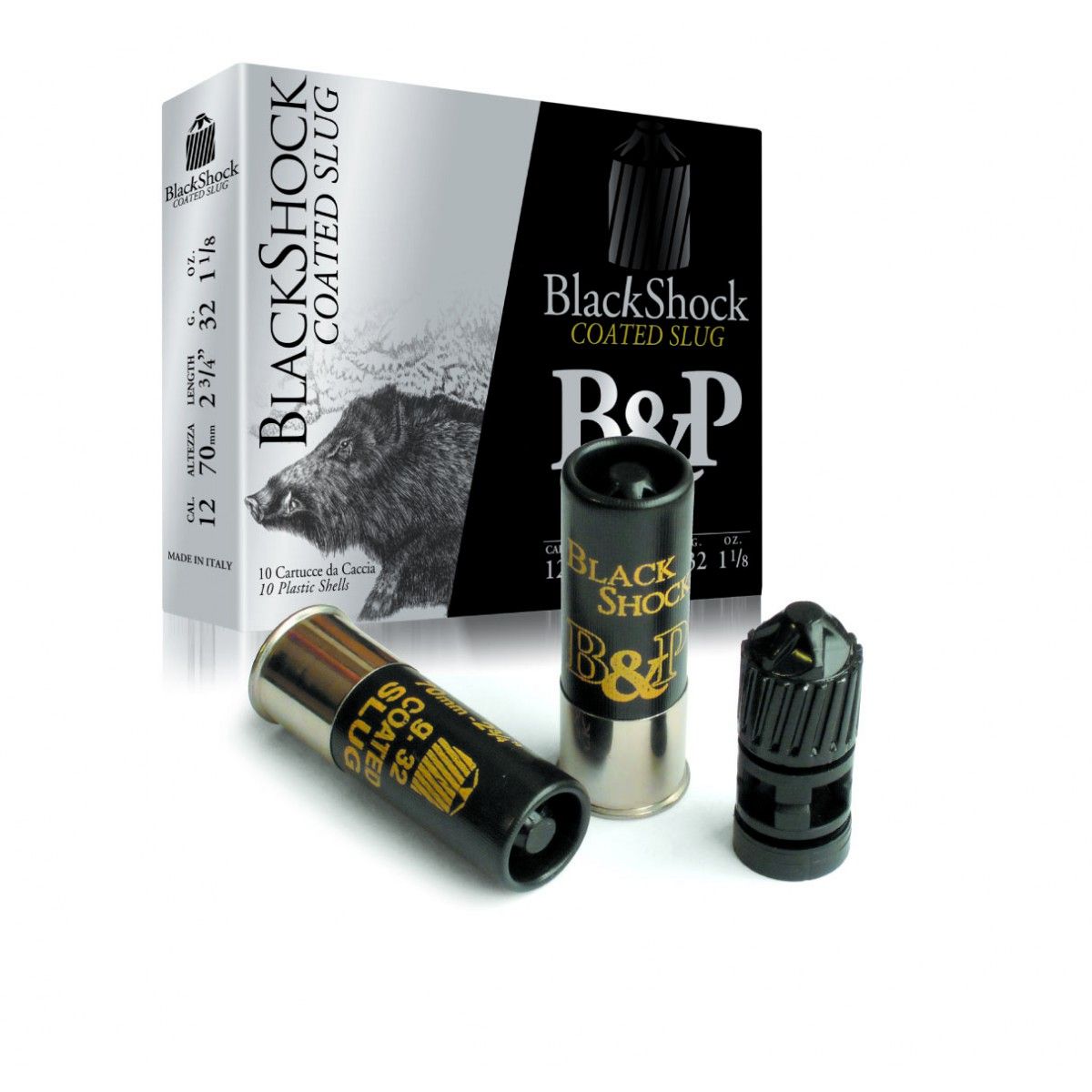Náboj Baschieri & Pellagri 12/70 Black Shock Slug, 32g