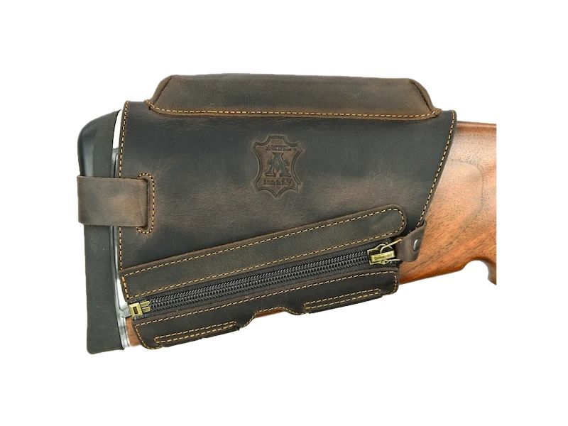 Kožená lícnice se zipem Artipel, Hnědá