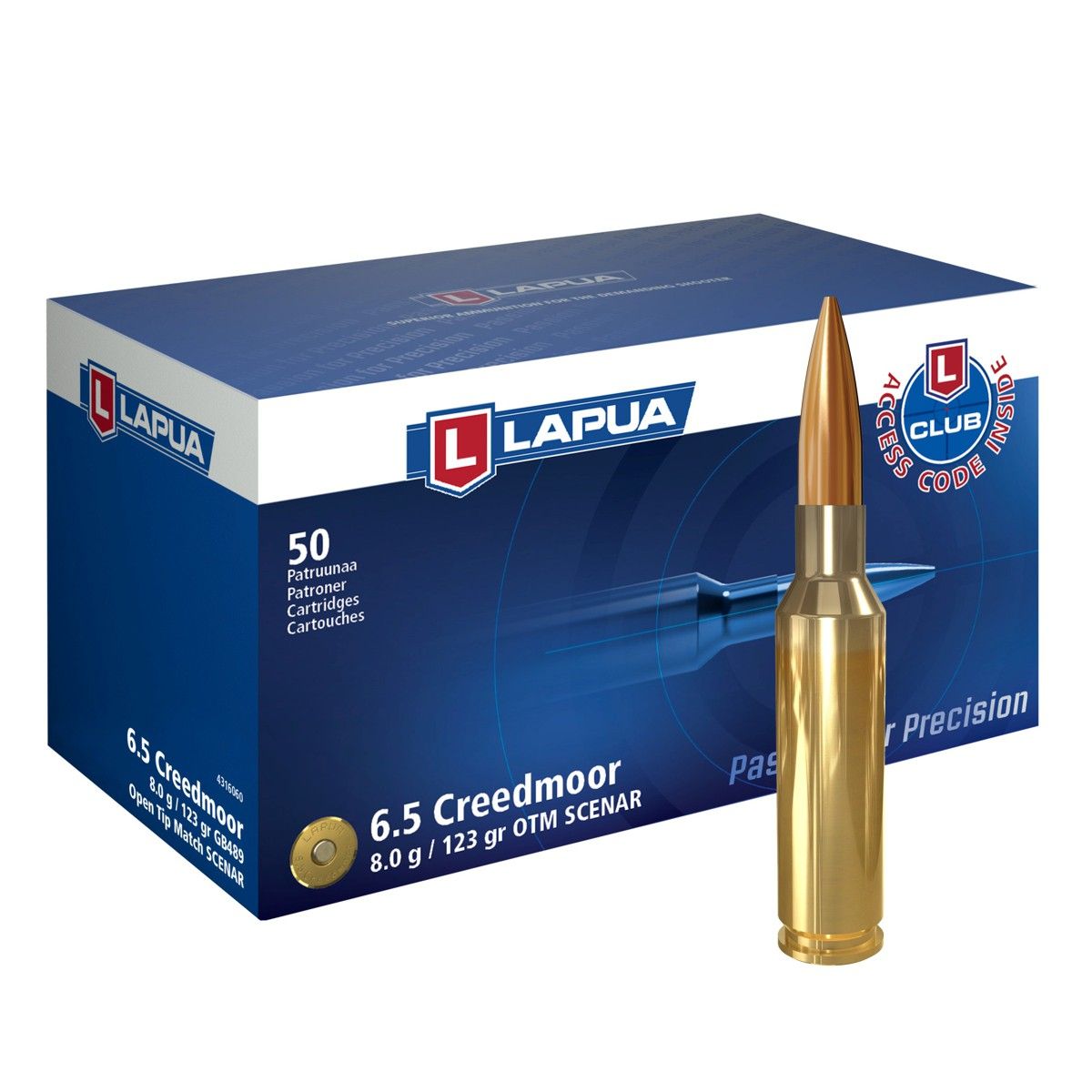 Náboj Lapua 6,5 Creedmoor Scenar, 123gr/8g, HPBT