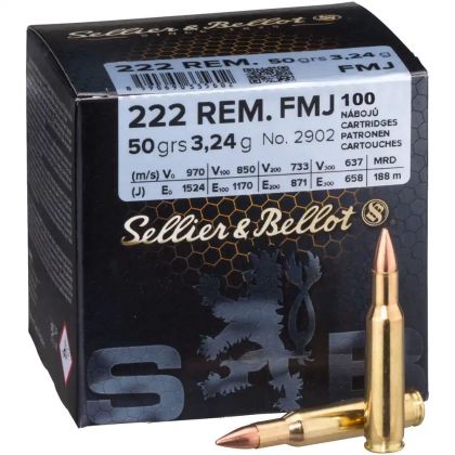 Náboj Sellier & Bellot .222 Rem Training, 50gr/3,24g, FMJ