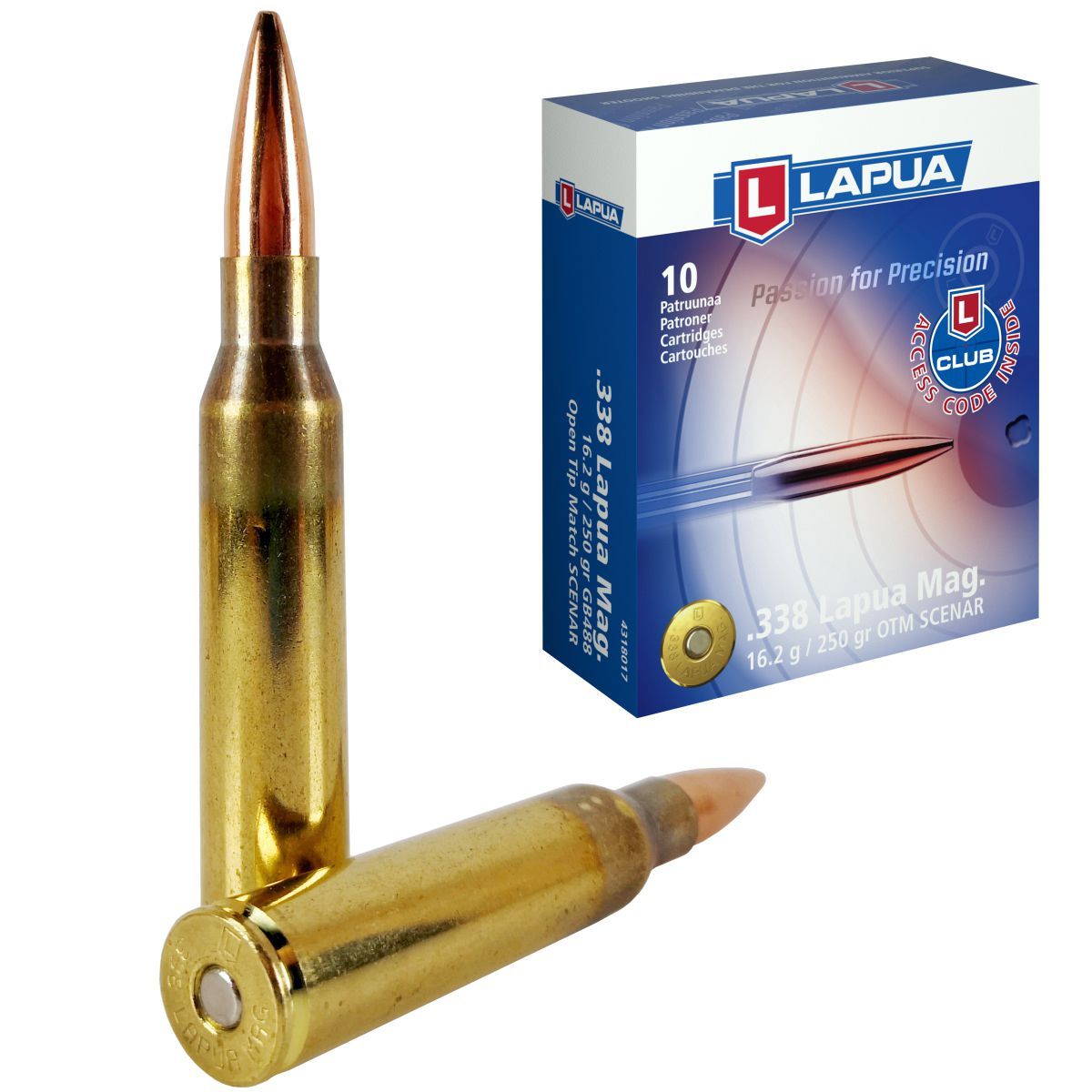 Náboj Lapua .338 Lapua Mag., 250gr/16,2g, HPBT