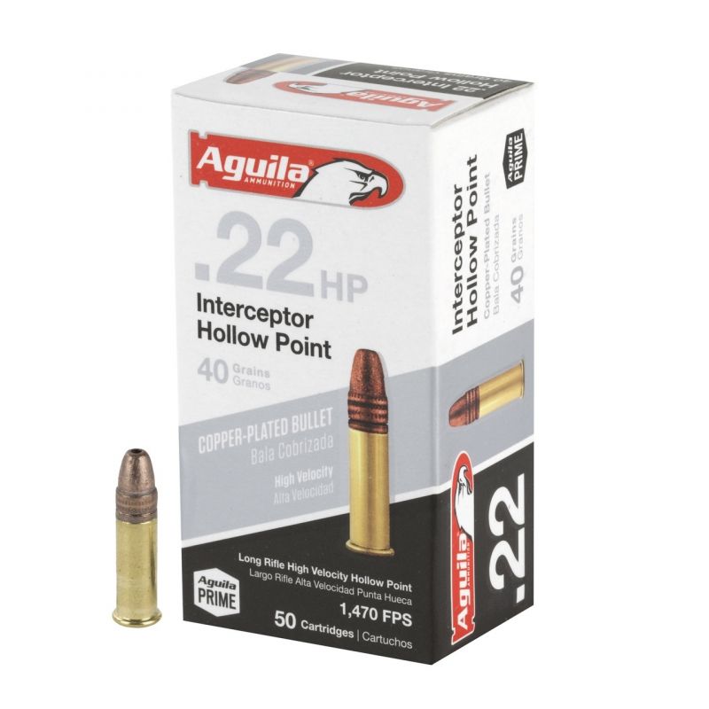 Náboj Aguila .22 LR Interceptor, 40gr/2,6g, LRN CU HP