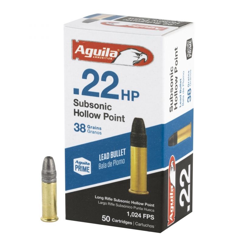 Náboj Aguila .22 LR Subsonic, 38gr/2,5g, LRN HP