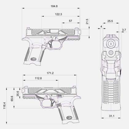 Pistole BUL AXE C Hatchet, Black