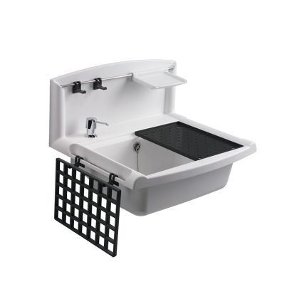 Víceúčelové umyvadlo Multiset 550 x 450 x 202 mm, s příslušenstvím, bílé, vysoce odolné