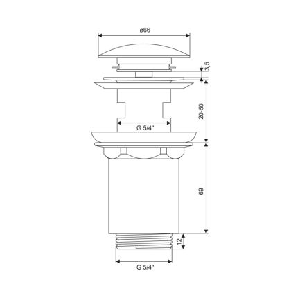 Výpusť uzavírací se sítkem CLIC-CLAC ø  5/4