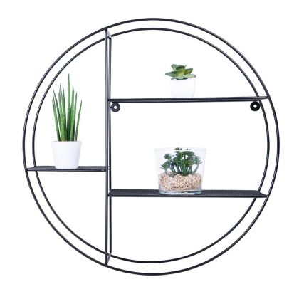 Nástěnná drátěná polička, 53x53x12 cm, černá barva