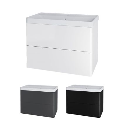Siena, koupelnová skříňka s keramickym umyvadlem 81 cm, bílá, antracit, černá 