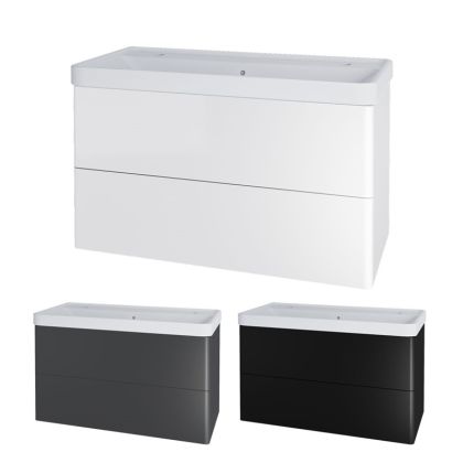 Siena, koupelnová skříňka s keramickym umyvadlem 101 cm, bílá, antracit, černá 
