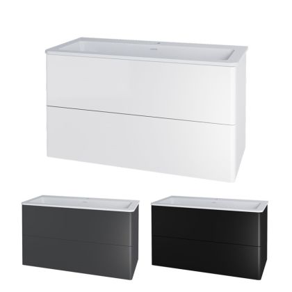 Siena, koupelnová skříňka s umyvadlem z litého mramoru 101 cm, bílá, antracit, černá