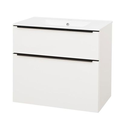 Mailo, koupelnová skříňka s keramickým umyvadlem 81 cm, černé madlo