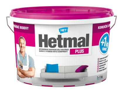Hetmal Plus malířská barva bílá 7kg + 1kg zdarma