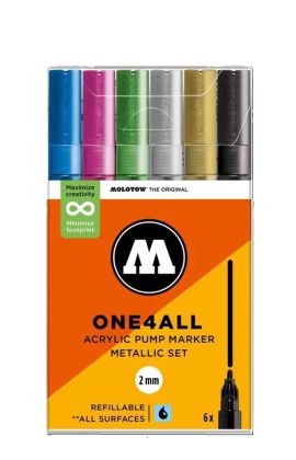 Molotow Akrylové fixy One4All 127HS 2 mm Metallic Set 6 ks