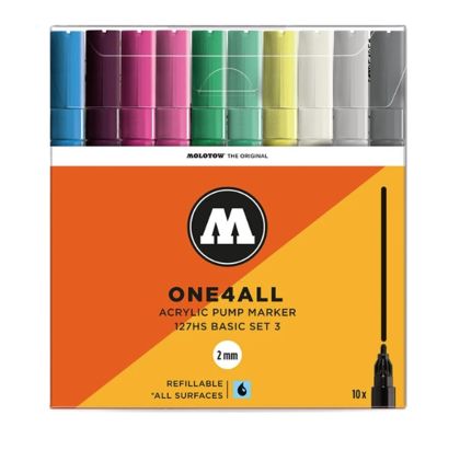 Molotow Akrylové fixy One4All 127HS 2 mm Basic Set 3 (10 ks)