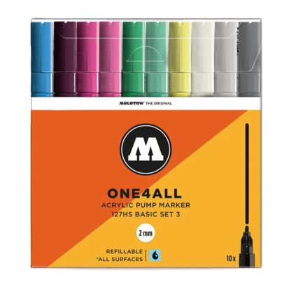 Molotow Akrylové fixy One4All 227HS 4 mm Basic Set 3 (10 ks)