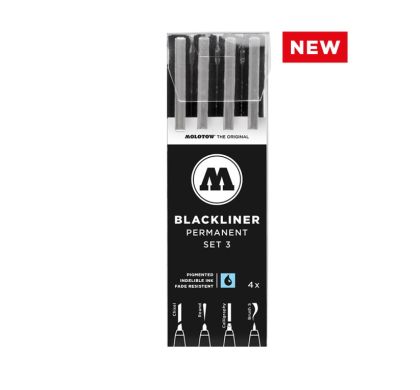 MOLOTOW Technické linery Blackliner černé Set 3 (4 ks)