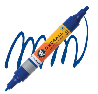 Molotow Acrylic marker One4All Twin 1,5/4mm #204 true blue