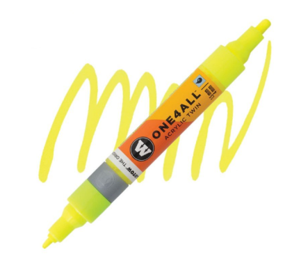 Molotow Acrylic marker One4All Twin 1,5/4mm #220 neon yellow fluoresc.