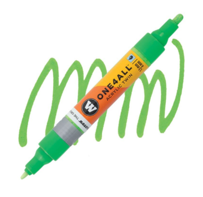 Molotow Acrylic marker One4All Twin 1,5/4mm #219 neon green fluoresc.