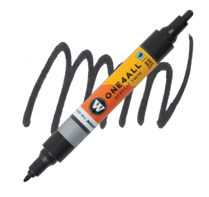 Molotow Acrylic marker One4All Twin 1,5/4mm #223 metallic black