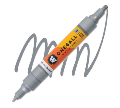 Molotow Acrylic marker One4All Twin 1,5/4mm #227 metallic silver