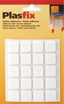   Filcový kluzák - hranatý 17 x 17 mm bílý