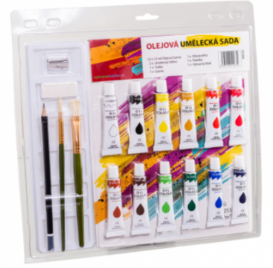 Olejové barvy sada 12ks s příslušenstvím