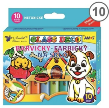 Barvy na sklo 10x 10,5ml + šablony a folie