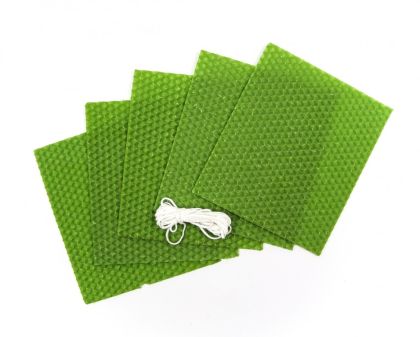 Včelí vosk zelený 12x10cm - 5ks + knot 1m