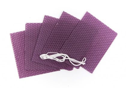 Včelí vosk fialový 12x10cm - 5ks + knot 1m