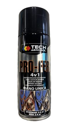 Antikorozní sprej 4v1 PRO-FER RAL 9005 černá LESK 400ml