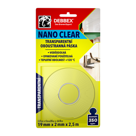Oboustranná páska NANO Clear Transparentní 19mm x 2mm x 2,5m
