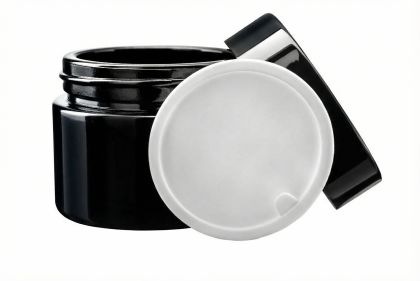 50 ml Skleněný kelímek NELI černé sklo, černé víčko + PP mezivíčko