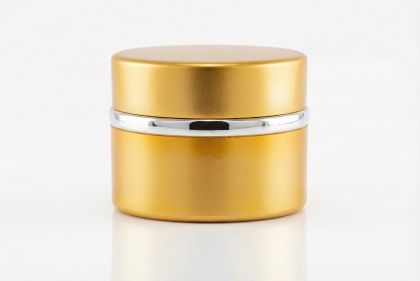 8 ml Hliníkový kelímek dvoustěnný zlatý se stříbrným proužkem, víčko + PP mezivíčko