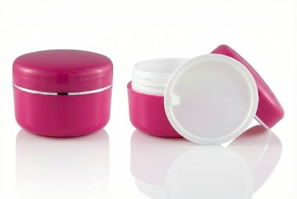 15 ml kelímek na kosmetiku AISHA růžový se stříbrným proužkem, víčko + PP mezivíčko