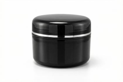 30 ml kelímek na kosmetiku AISHA černý se stříbrným proužkem, víčko + PP mezivíčko