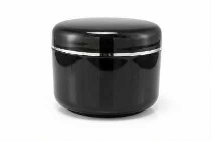 50 ml kelímek na kosmetiku AISHA černý se stříbrným proužkem, víčko + PP mezivíčko