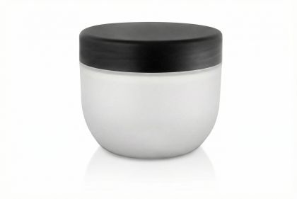 100 ml plastový kelímek transparent matný, černé víčko + PP mezivíčko