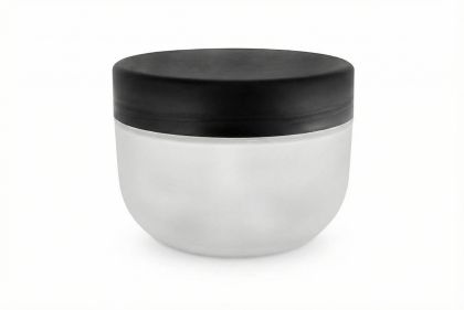 200 ml plastový kelímek transparent matný, černé víčko + PP mezivíčko