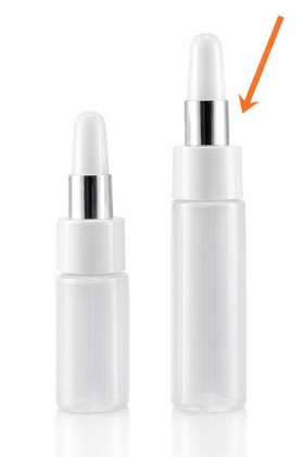 7 ml lahvička plastová čirá, víčko se stříbrným zdobením