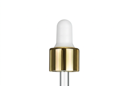 30 ml pipeta bílo-zlatá SOFI 20/410  64mm - uzávěr alu/sklo