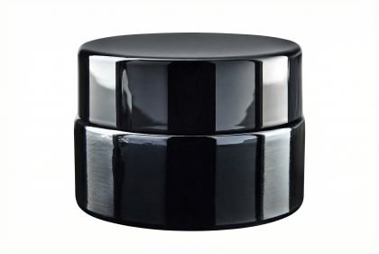 15 ml Skleněný kelímek NELI  černé sklo, černé víčko + PP mezivíčko